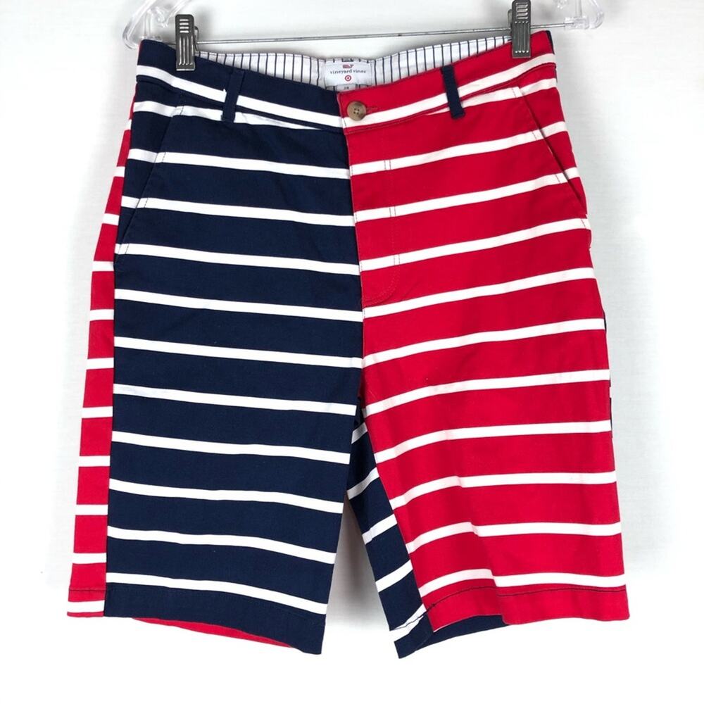 Vineyard Vines Target NWOT Striped Shorts Navy Red White Size 28 Flat Front